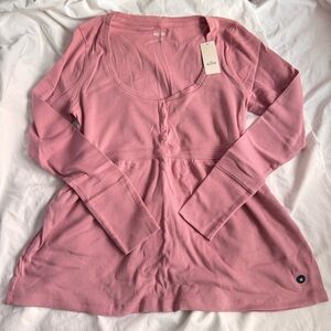 Hollister Dusty Pink Long Sleeve Henley Babydoll Women's Top